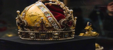 Jeweled imperial crown on display at the Imperial Treasury in Vienna