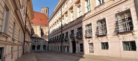 Mozarthaus Vienna on Domgasse, surrounded by historic buildings in the Old Town
