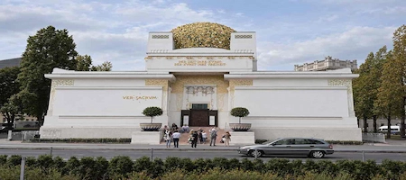 Vienna Secession building with its white façade and golden dome