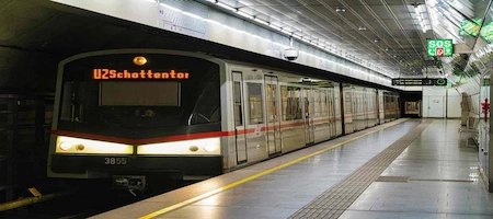 Vienna U-Bahn train at an underground station platform